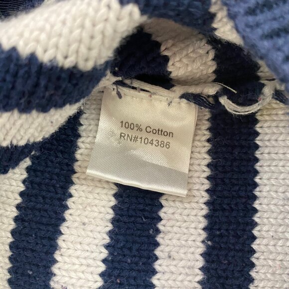 Garnet Hill Striped Sweater w/Button Decoration Size Small Nautical Navy White - Picture 11 of 12